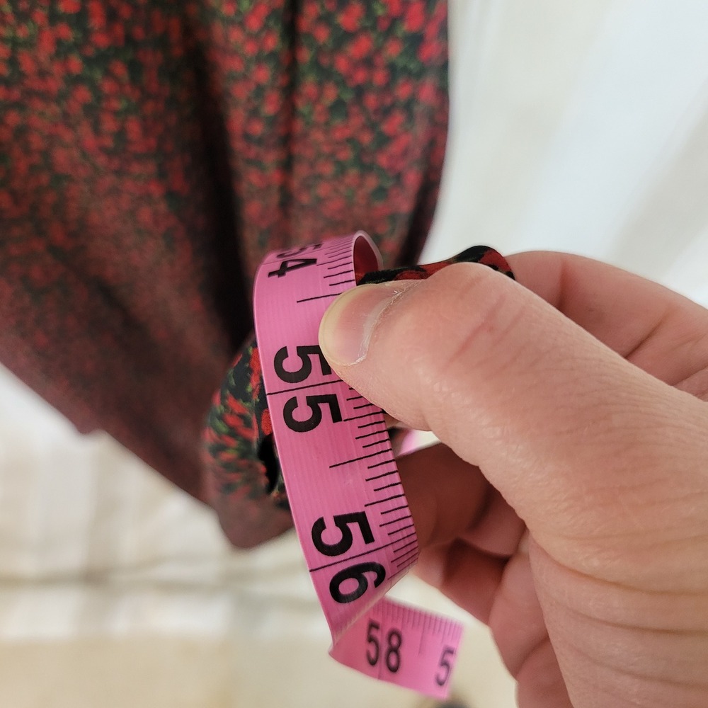 Isalis Puffed Sleeve Ditsy Floral Maxi Dress Size Large Sweetheart Neckline Red - Picture 9 of 11